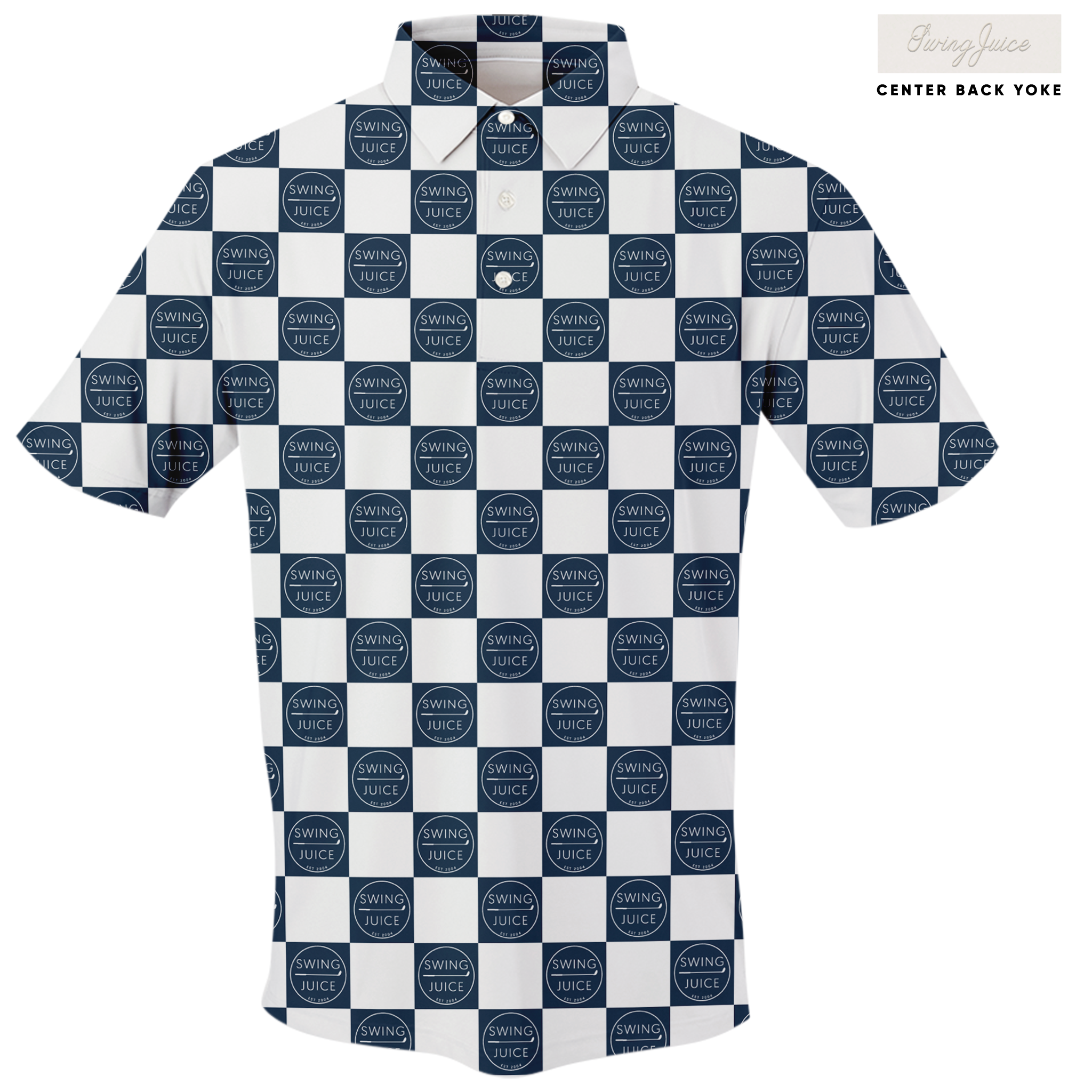 SwingJuice Golf SJ Checkerboard Men's Polo Navy Polos - Tophatter Daily Deals
