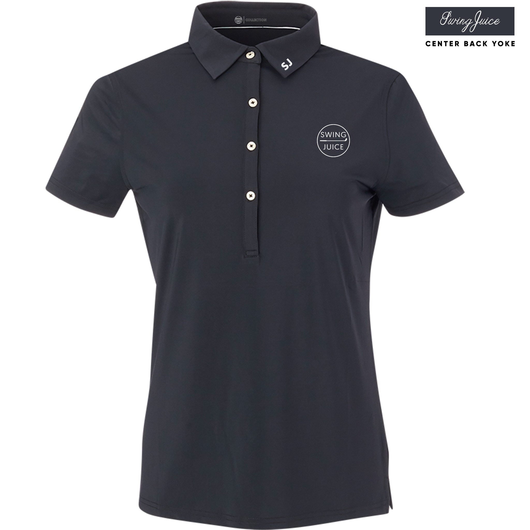 SwingJuice Golf Retro Women's Polo Black Polos - Tophatter Daily Deals