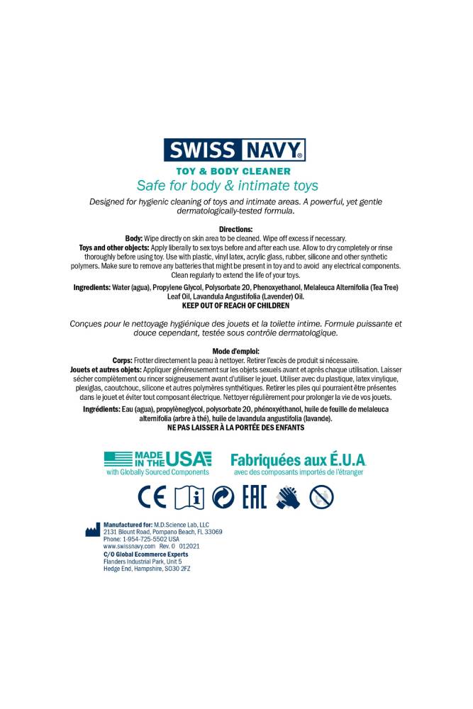 Swiss Navy - Toy & Body Cleaner Wipes - Tophatter Daily Deals