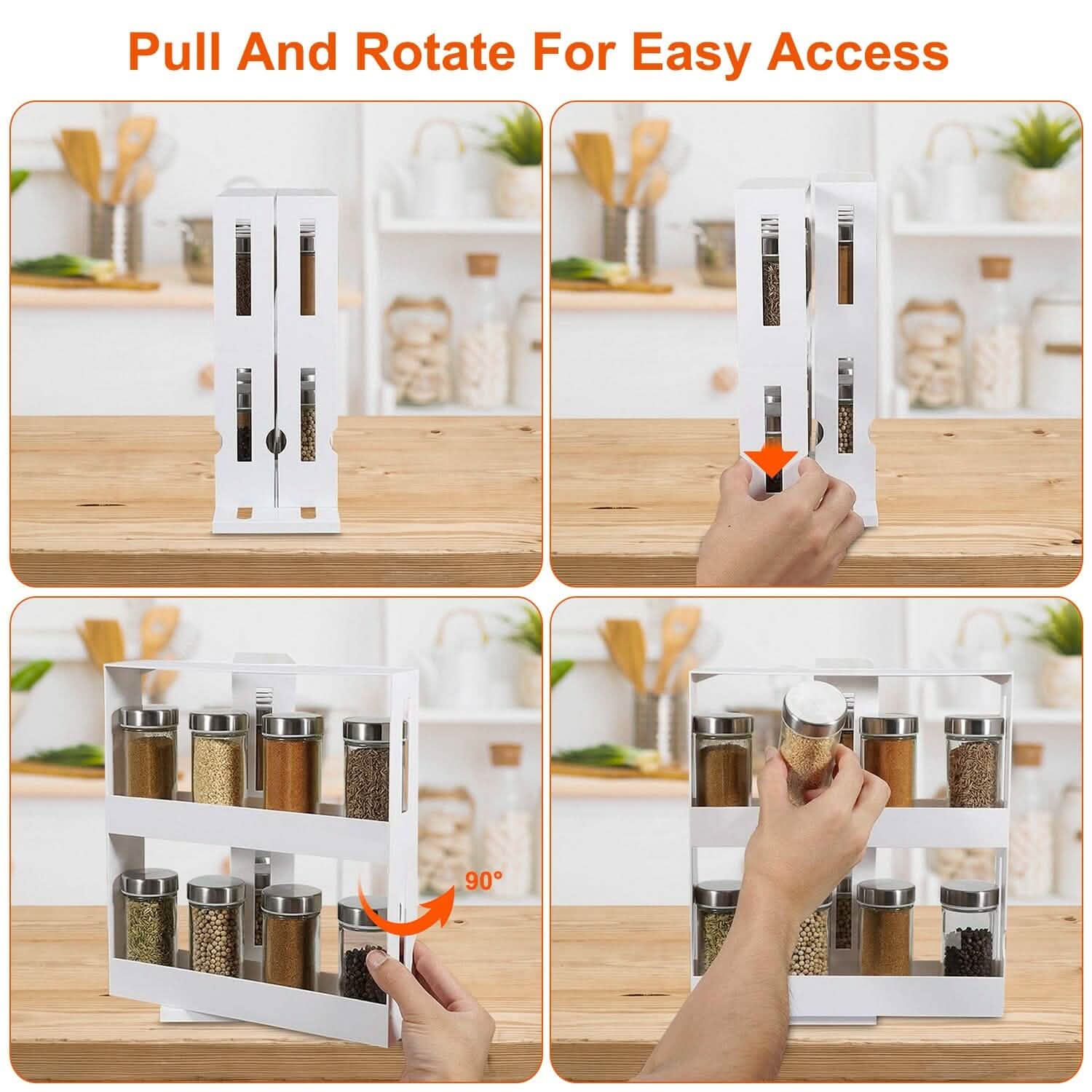 Swivel Cabinet Organizer Revolving Kitchen Rack Spice Organizer Kitchen Storage - Tophatter Daily Deals