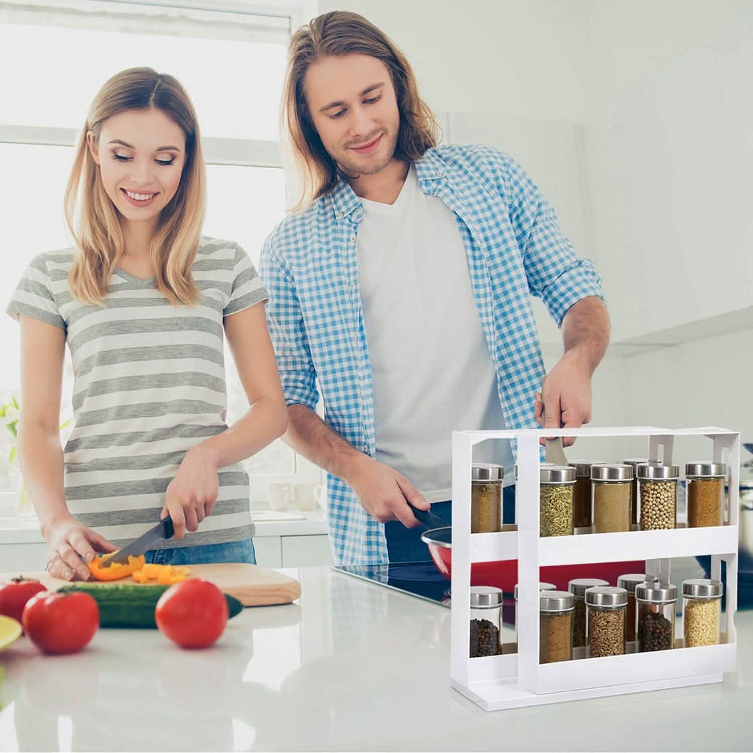 Swivel Cabinet Organizer Revolving Kitchen Rack Spice Organizer Kitchen Storage - Tophatter Daily Deals