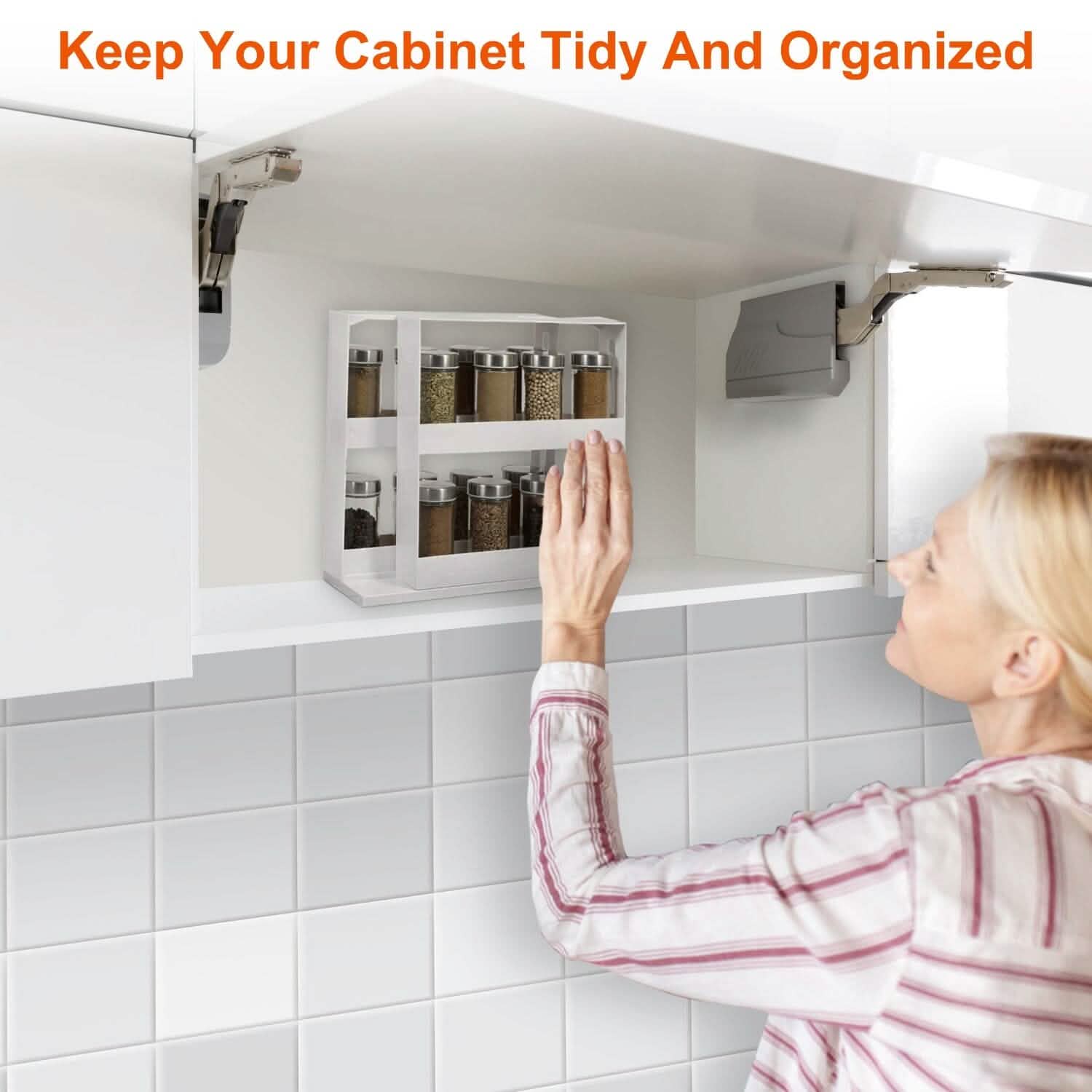 Swivel Cabinet Organizer Revolving Kitchen Rack Spice Organizer Kitchen Storage - Tophatter Daily Deals
