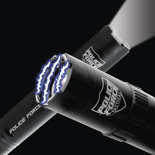 Police Force 9.2MV Tactical Stun Gun Flashlight w/ 5 LED Modes - Black SD-StunGun - Tophatter Daily Deals
