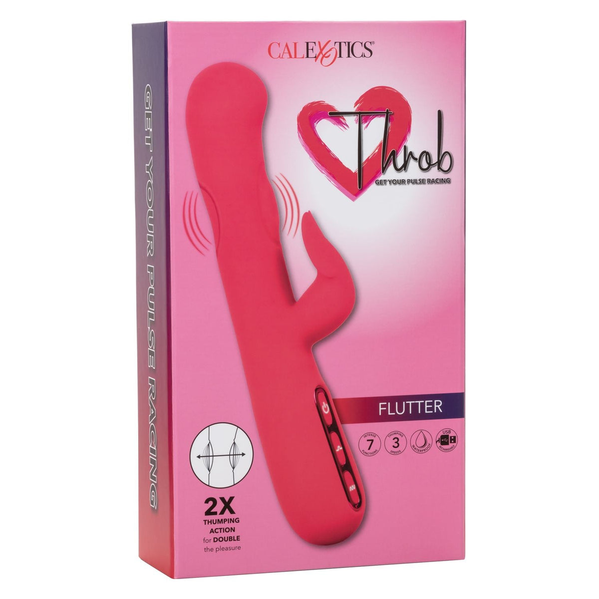 Throb Flutter Red Dual Stimulator Massager with 2x Thumping Action and 7 Vibration Functions, Silicone Waterproof Vibrator > Vibrators > Ladies > Rabbit - Tophatter Daily Deals