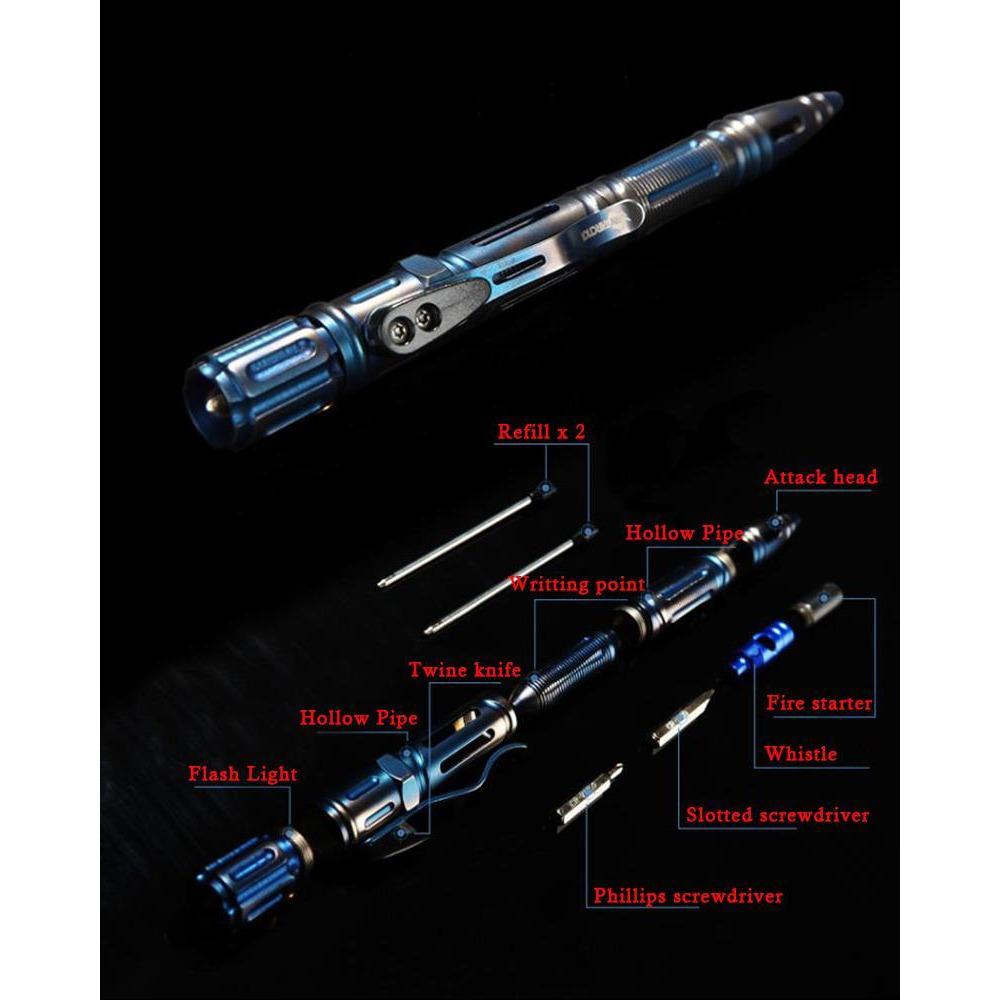 T-05 Titanium Coated Tactical Pen Flashlight Self Defense Kubotan - Tophatter Daily Deals