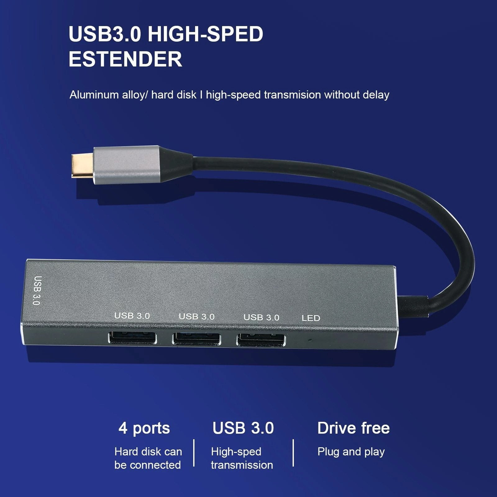 T304 4-in-1 Hub Type C to USB3.0*4 Intelligent USB Hub Multi-Port Adapter USB Hub - Tophatter Daily Deals