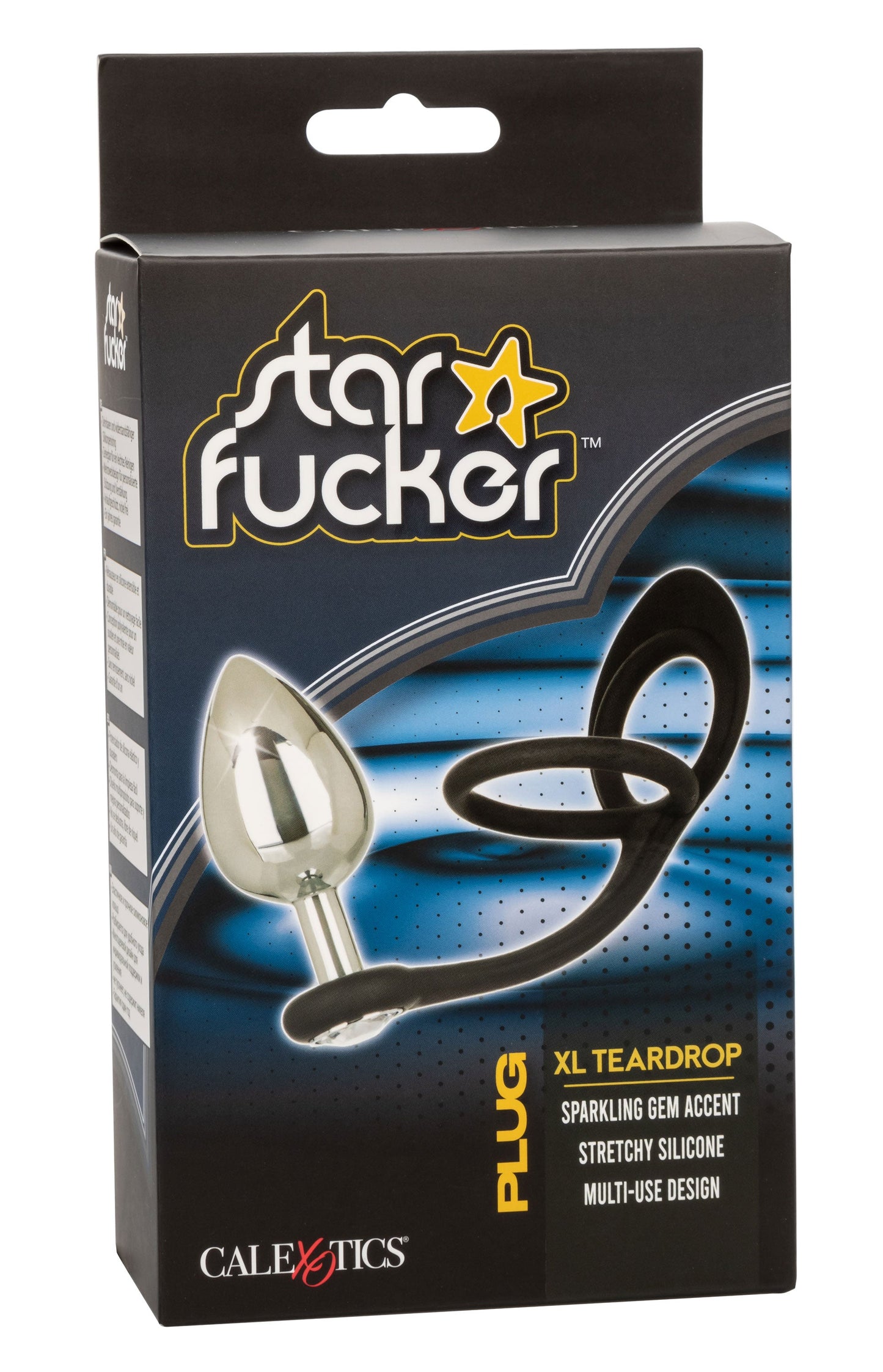Star Fucker XL Teardrop Plug Black Silicone and Silver Metal Dual Enhancer with Sparkling Gem Accent > Anal Range > Prostate Plugs - Tophatter Daily Deals