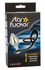 Star Fucker XL Teardrop Plug Black Silicone and Silver Metal Dual Enhancer with Sparkling Gem Accent > Anal Range > Prostate Plugs - Tophatter Daily Deals