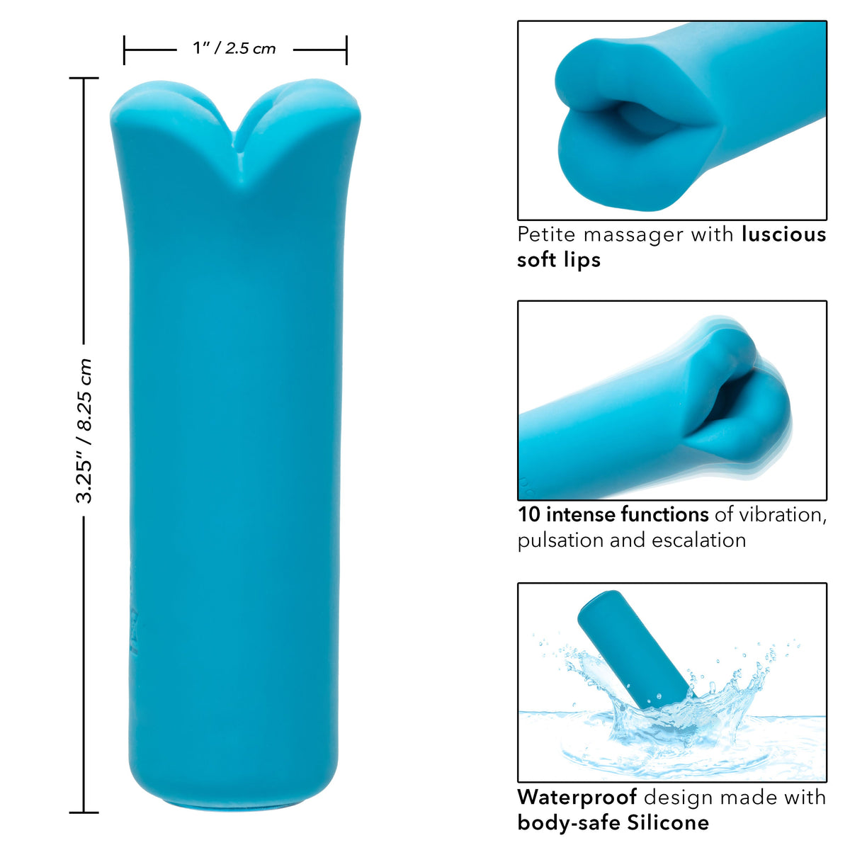 Kyst Lips Mini Massager Blue Silicone Bullet with 10 Vibration Functions and Rechargeable > Vibrators > Mini Vibrators - Tophatter Daily Deals