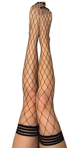 Kixies Michelle Large Diamond Fishnet Thigh Highs Size C > Clothes > Hosiery > Stockings - Tophatter Daily Deals