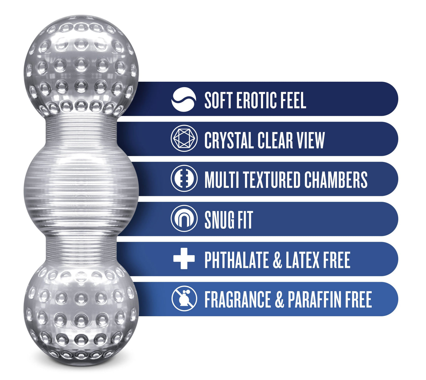 Rize Feelz (Clear) – Textured Sleeve Masturbator > Sex Toys For Men > Masturbators > Manual - Tophatter Daily Deals
