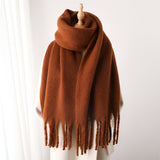 Soft Women’s Scarf - Oversized Fringed Cashmere For Winter Brown - Tophatter Daily Deals