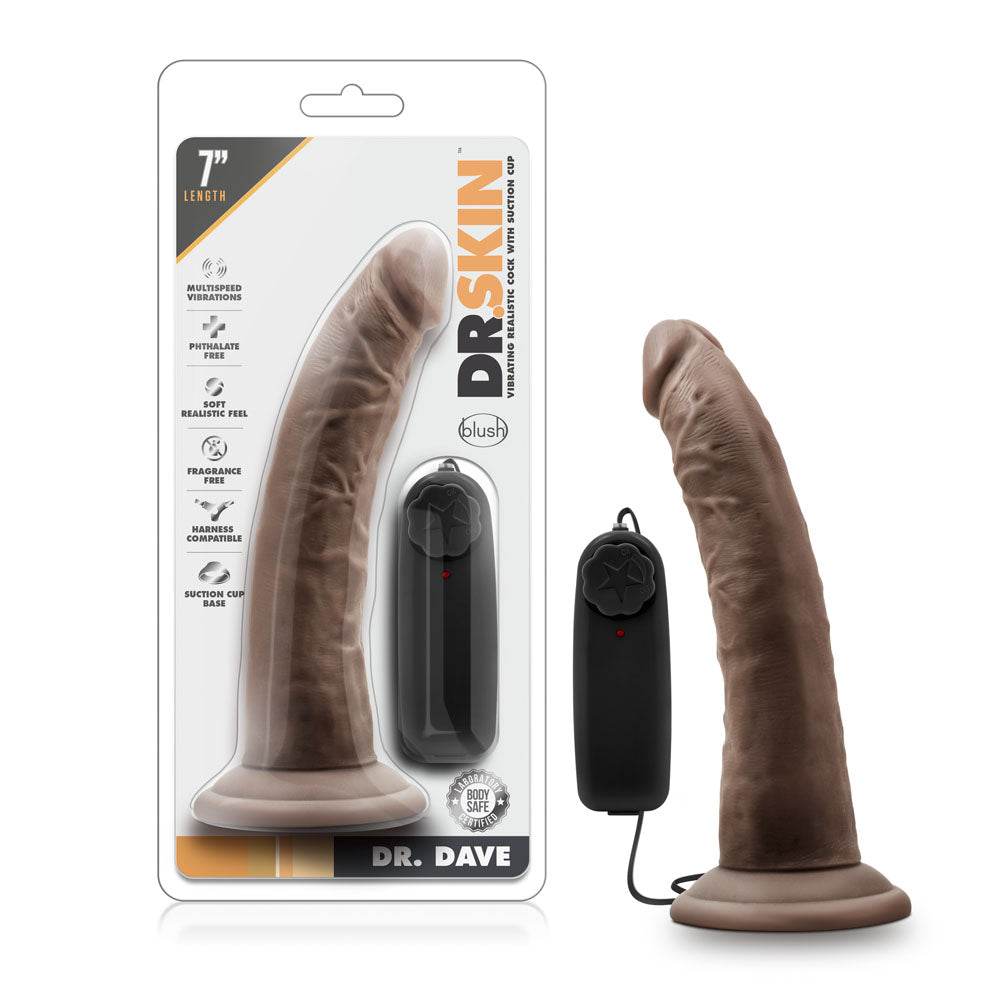 Dr Dave 7 Inch Vibrating Suction Cup Cock Realistic Toy Mocha > Vibrators > Realistic Vibrators - Tophatter Daily Deals