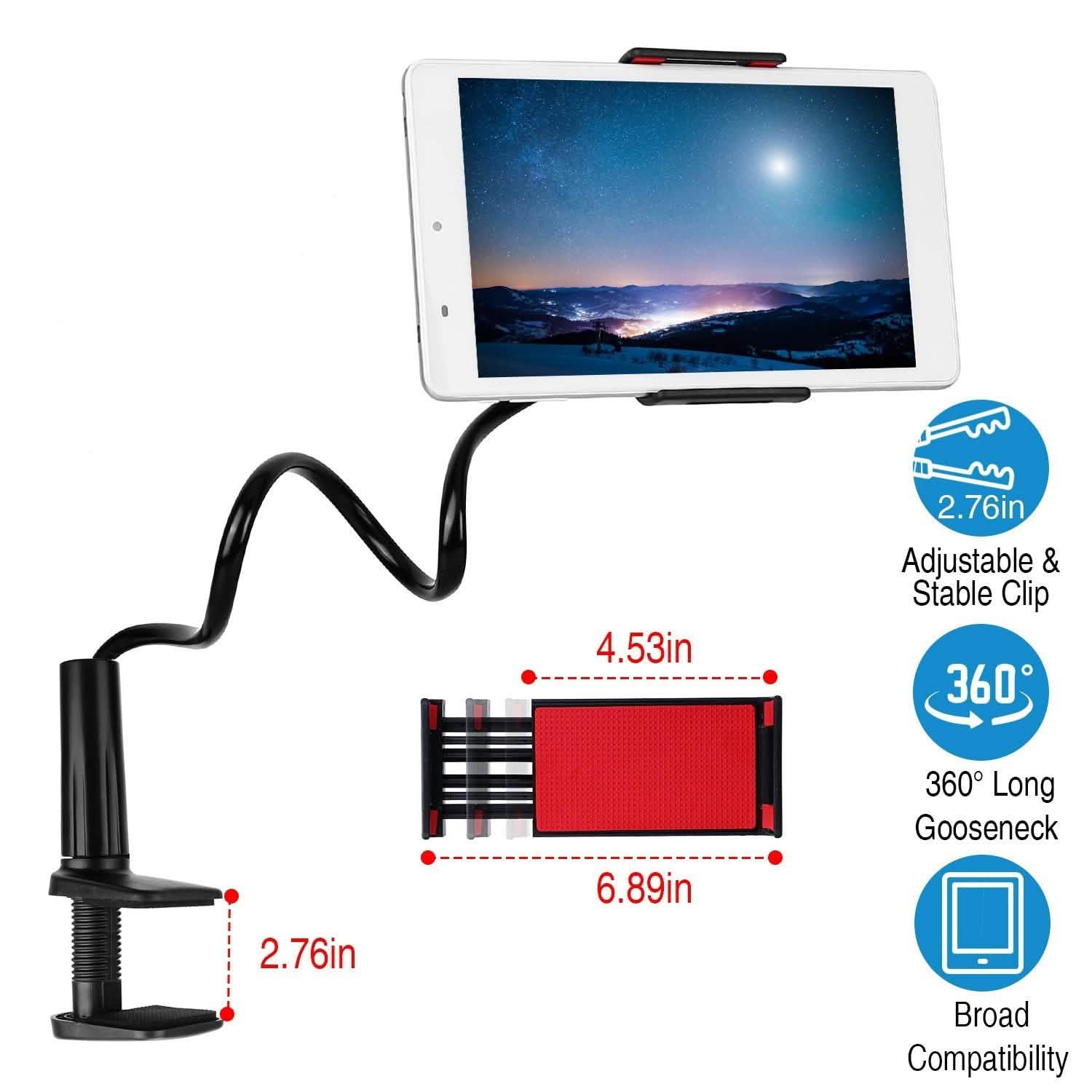Tablet Gooseneck Stand Bracket with 360¬∞ Rotatable Clip Mobile Accessories - Tophatter Daily Deals