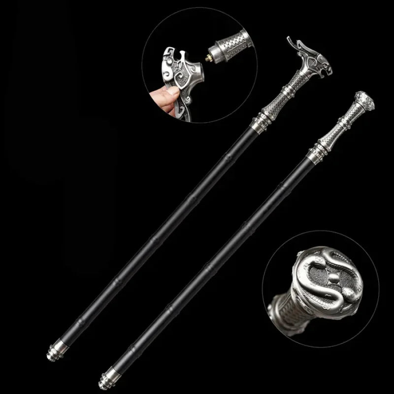 Tactical Cane Sword – Dual-Head Convertible Design(US ONLY)-GS152 Silver Pocket Knives - Tophatter Daily Deals