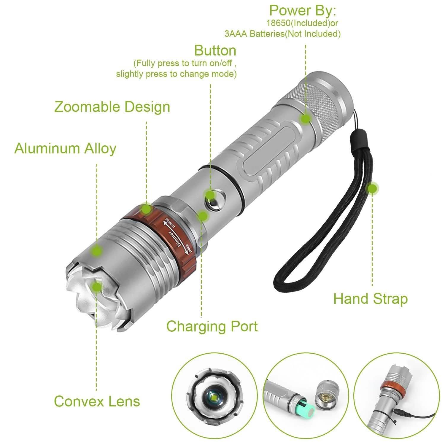 Tactical Military LED Flashlight Tactical & Self Defense - Tophatter Daily Deals