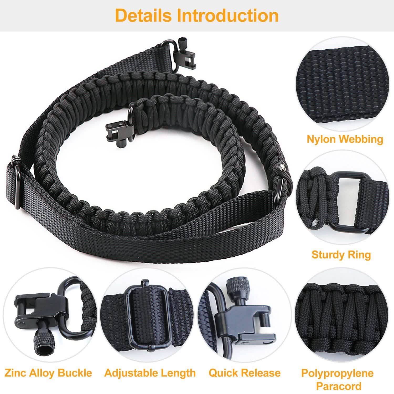 Tactical Paracord Sling - Adjustable Paracord Strap Tactical & Self Defense - Tophatter Daily Deals