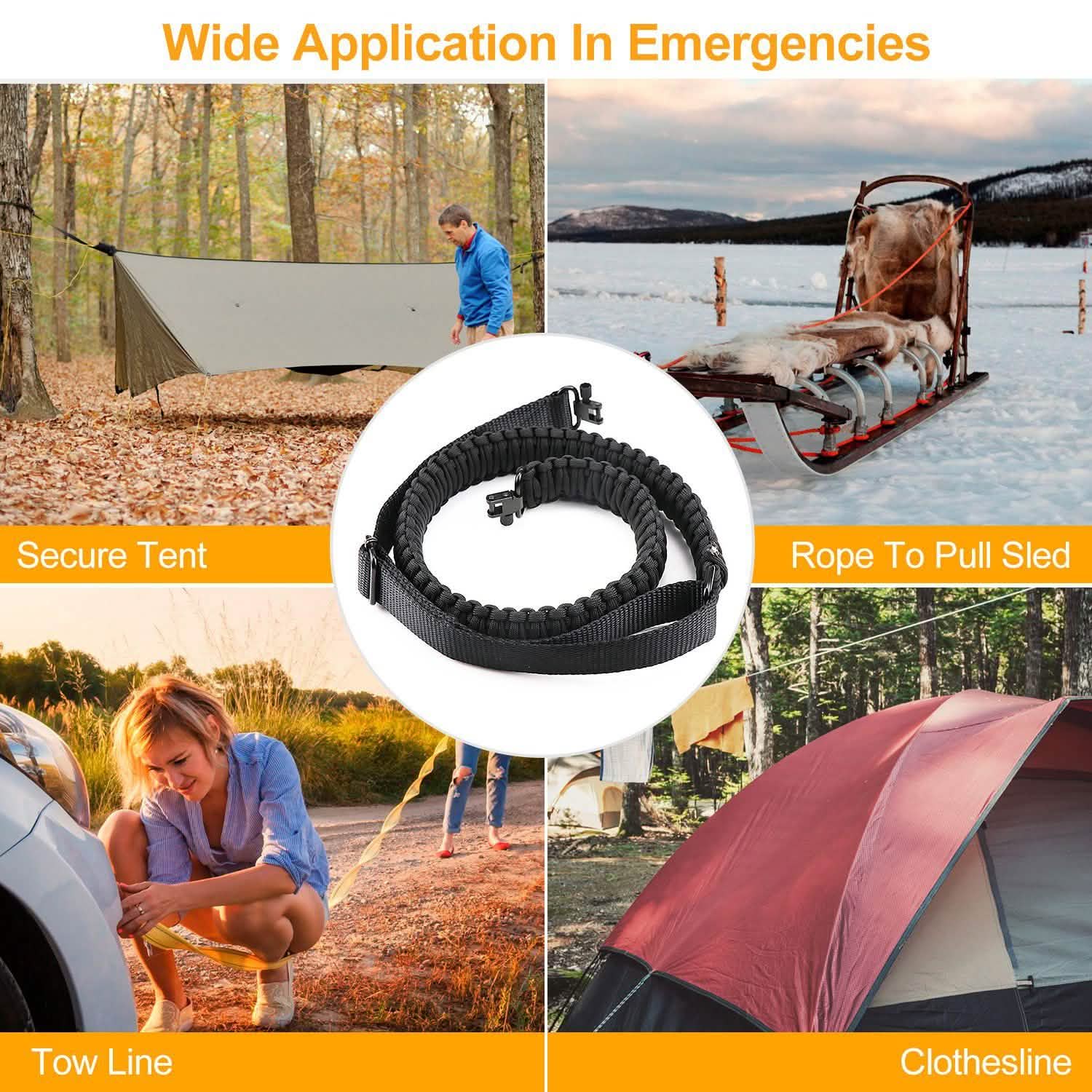 Tactical Paracord Sling - Adjustable Paracord Strap Tactical & Self Defense - Tophatter Daily Deals