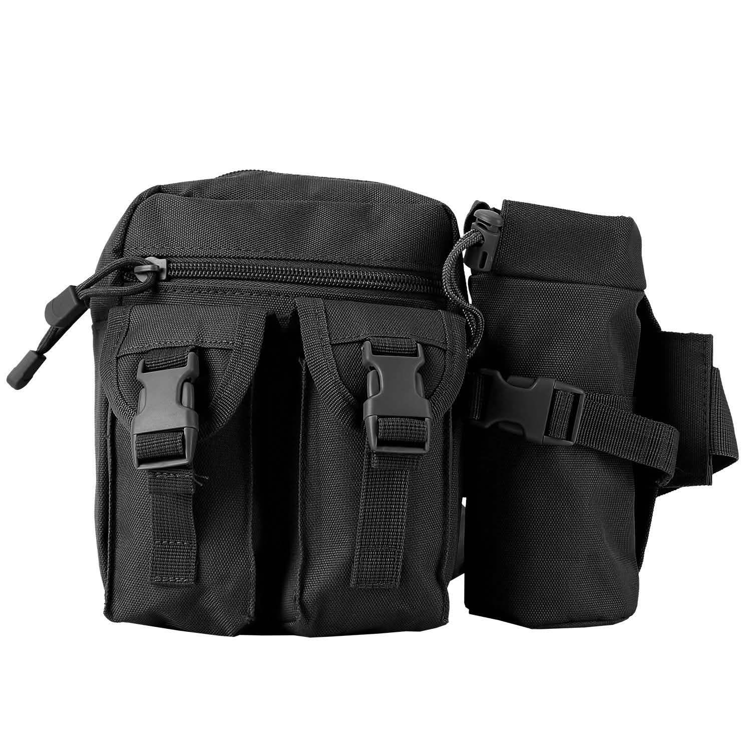 Tactical Waist Bag Utility Pouch Belt Bag with Water Bottle Pouch Black Tactical & Self Defense - Tophatter Daily Deals