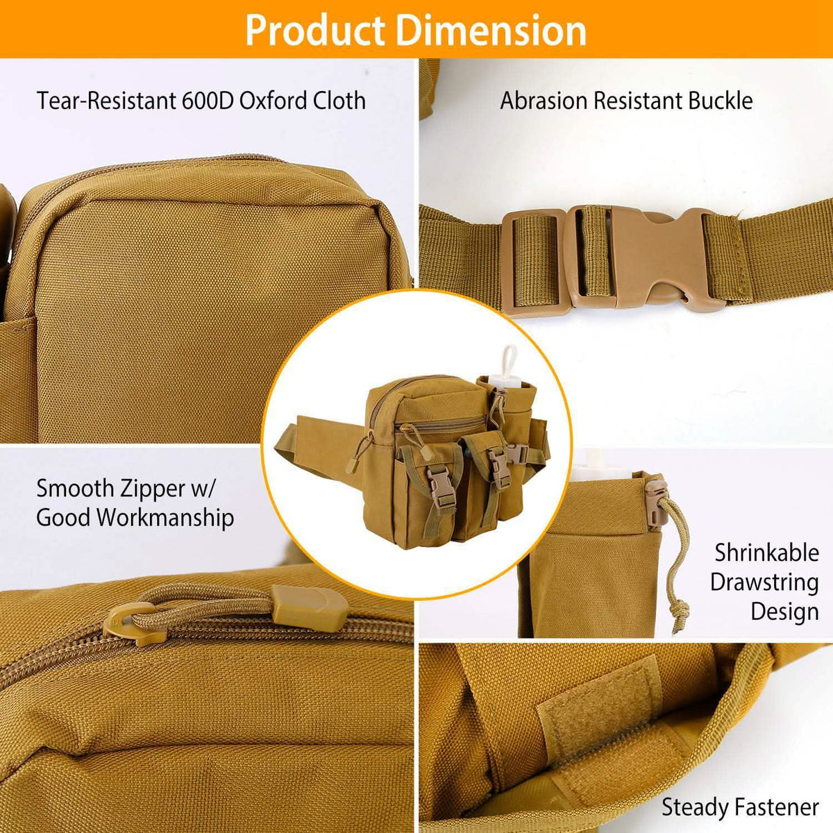 Tactical Waist Bag Utility Pouch Belt Bag with Water Bottle Pouch Tactical & Self Defense - Tophatter Daily Deals
