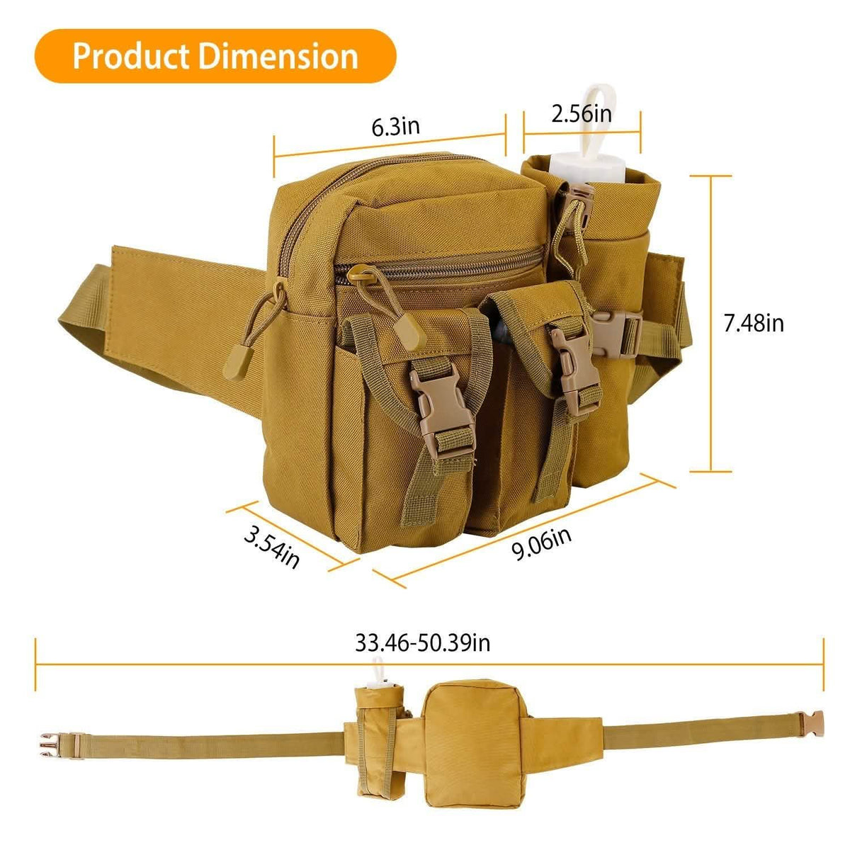 Tactical Waist Bag Utility Pouch Belt Bag with Water Bottle Pouch Tactical & Self Defense - Tophatter Daily Deals