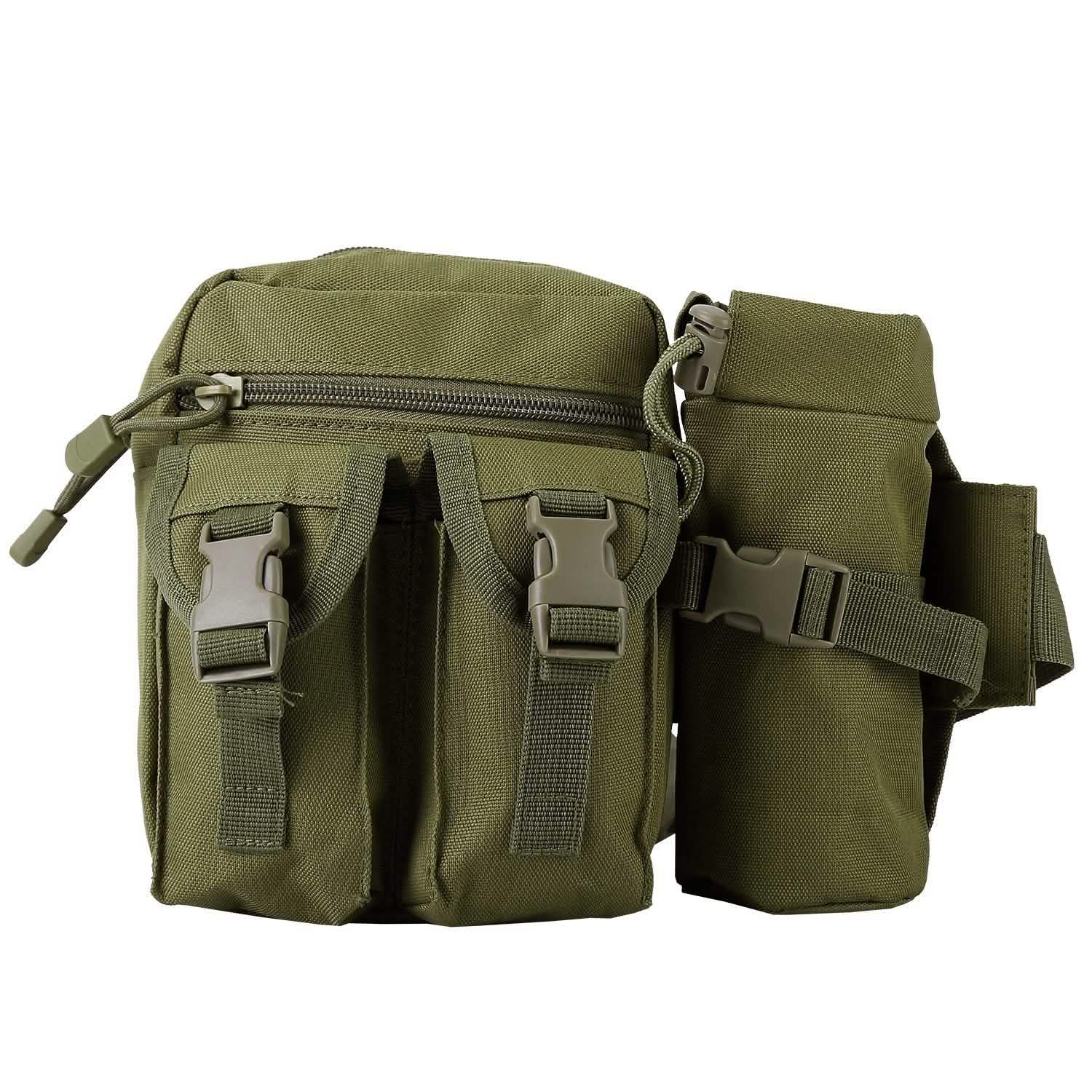 Tactical Waist Bag Utility Pouch Belt Bag with Water Bottle Pouch Green Tactical & Self Defense - Tophatter Daily Deals