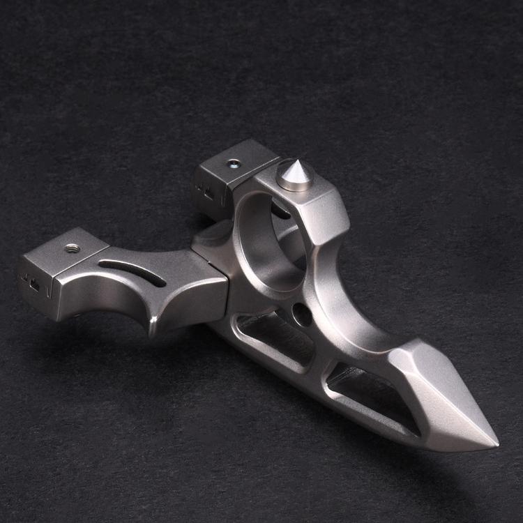 Spiked Brass Knuckles Ring Slingshot 404C Stainless Steel 3 In 1 EDC Gadgets - Tophatter Daily Deals