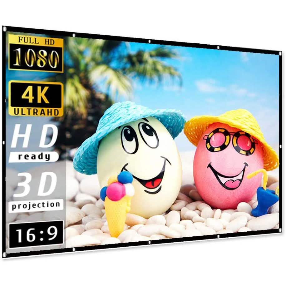 Taotique 4K Movie Projector Screen 16:9 HD Foldable and Portable 150" TV & Video - Tophatter Daily Deals