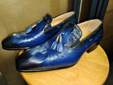 Tassel Loafers Black Formal Slip-On Men Dress Shoes Blue Leather Shoes - Tophatter Daily Deals