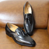 Tassel Loafers Vintage Genuine Leather Men Dress Shoes Men Shoes - Tophatter Daily Deals