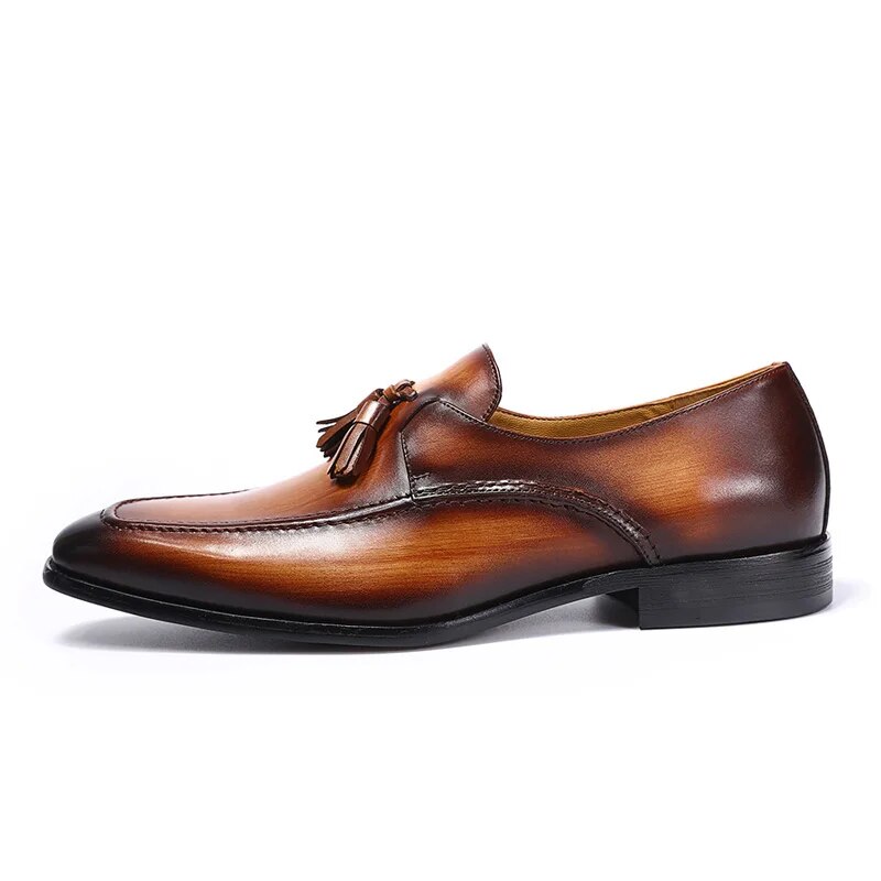 Tassel Loafers Vintage Genuine Leather Men Dress Shoes Men Shoes - Tophatter Daily Deals