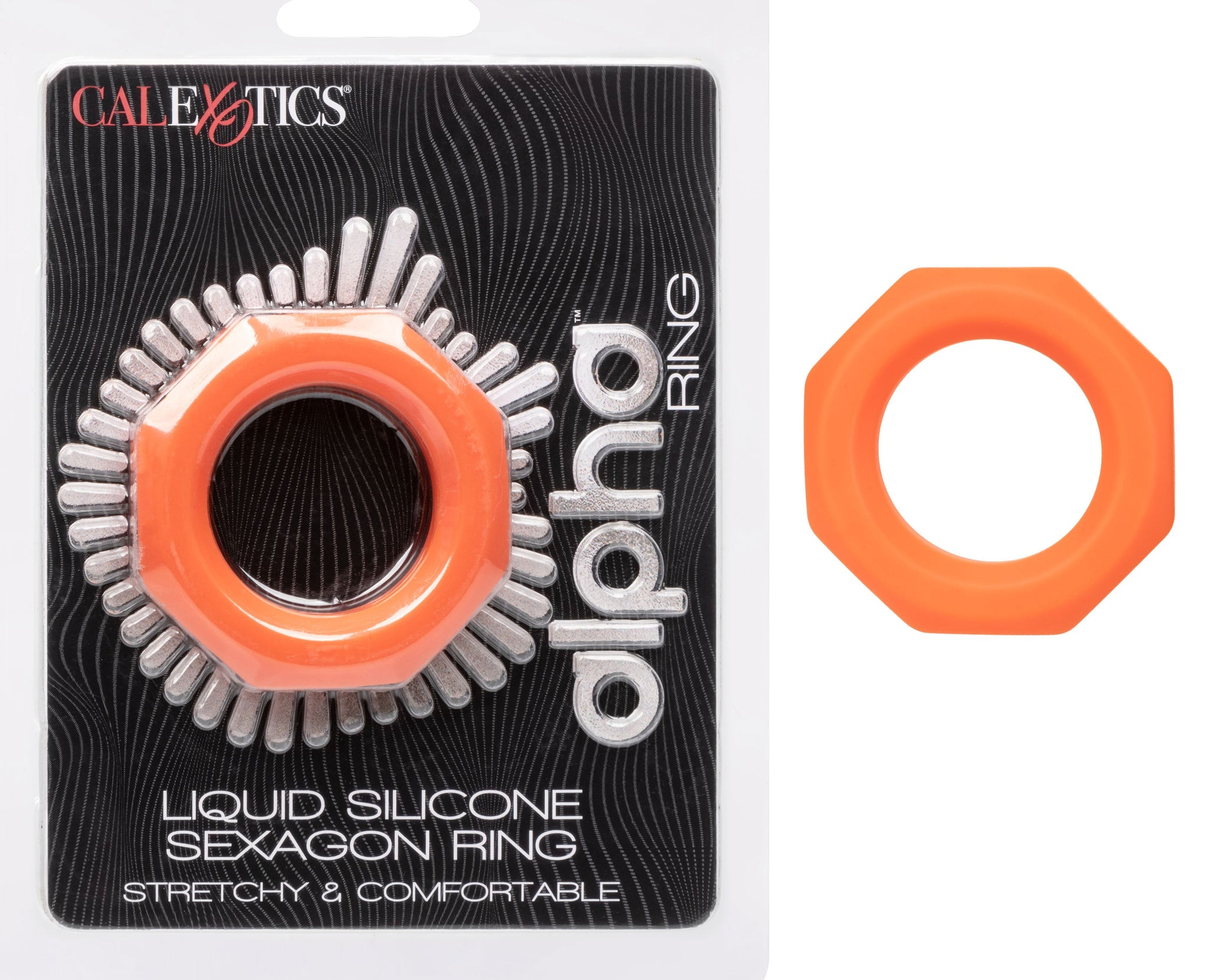 Alpha Liquid Silicone Sexagon Ring Orange Stretchy Comfortable Enhancer > Cock Ring > Single - Tophatter Daily Deals