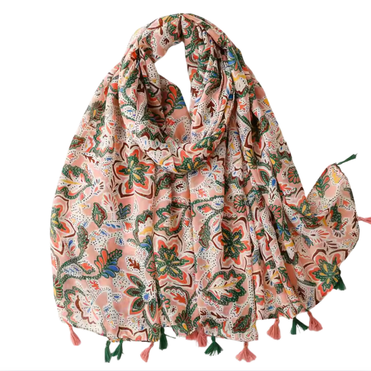 Floral Print Scarf with Tassel Details Multi Scarves - Tophatter Daily Deals