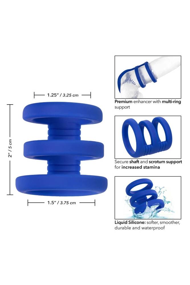 Cal Exotics - Admiral - Triple Cock Cage - Blue Sex Toy - Tophatter Daily Deals