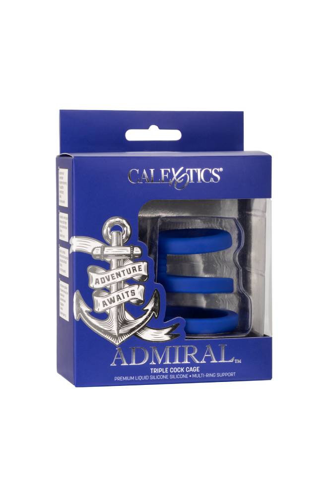 Cal Exotics - Admiral - Triple Cock Cage - Blue Sex Toy - Tophatter Daily Deals