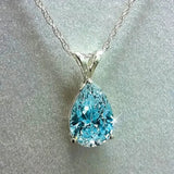 Teardrop Shaped Zirconia Pendant Copper Necklace Blue Necklaces - Tophatter Daily Deals