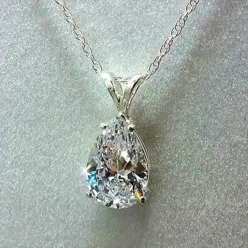 Teardrop Shaped Zirconia Pendant Copper Necklace White Necklaces - Tophatter Daily Deals