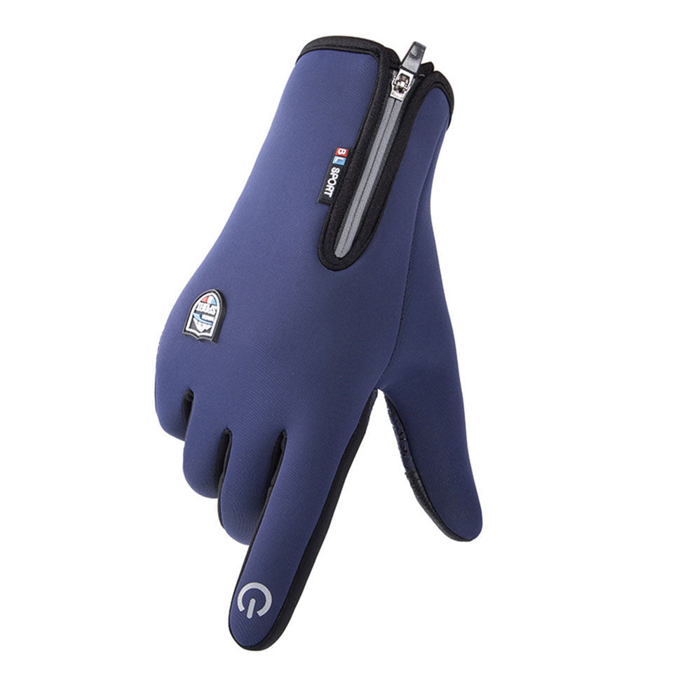 Warm Unisex Touchscreen Gloves - Slim Zipped Cuff, Neoprene Dark Blue - Tophatter Daily Deals