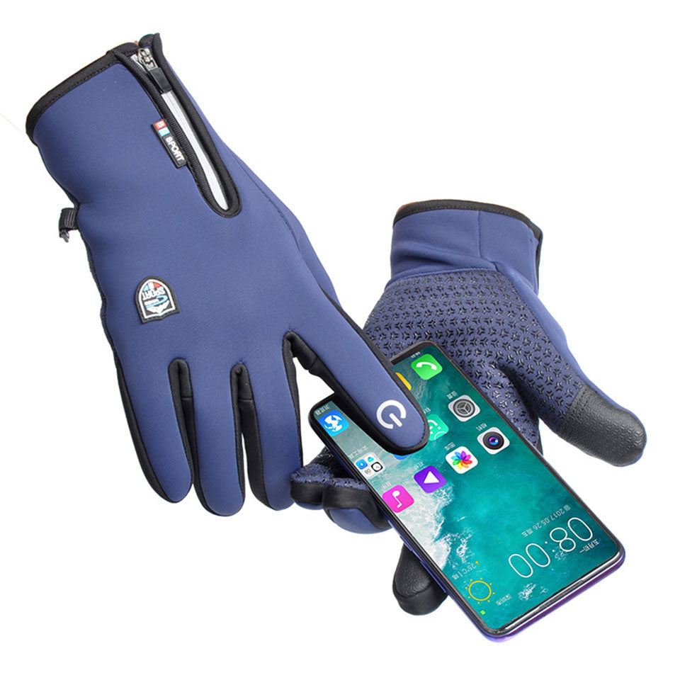 Warm Unisex Touchscreen Gloves - Slim Zipped Cuff, Neoprene Dark Blue M - Tophatter Daily Deals