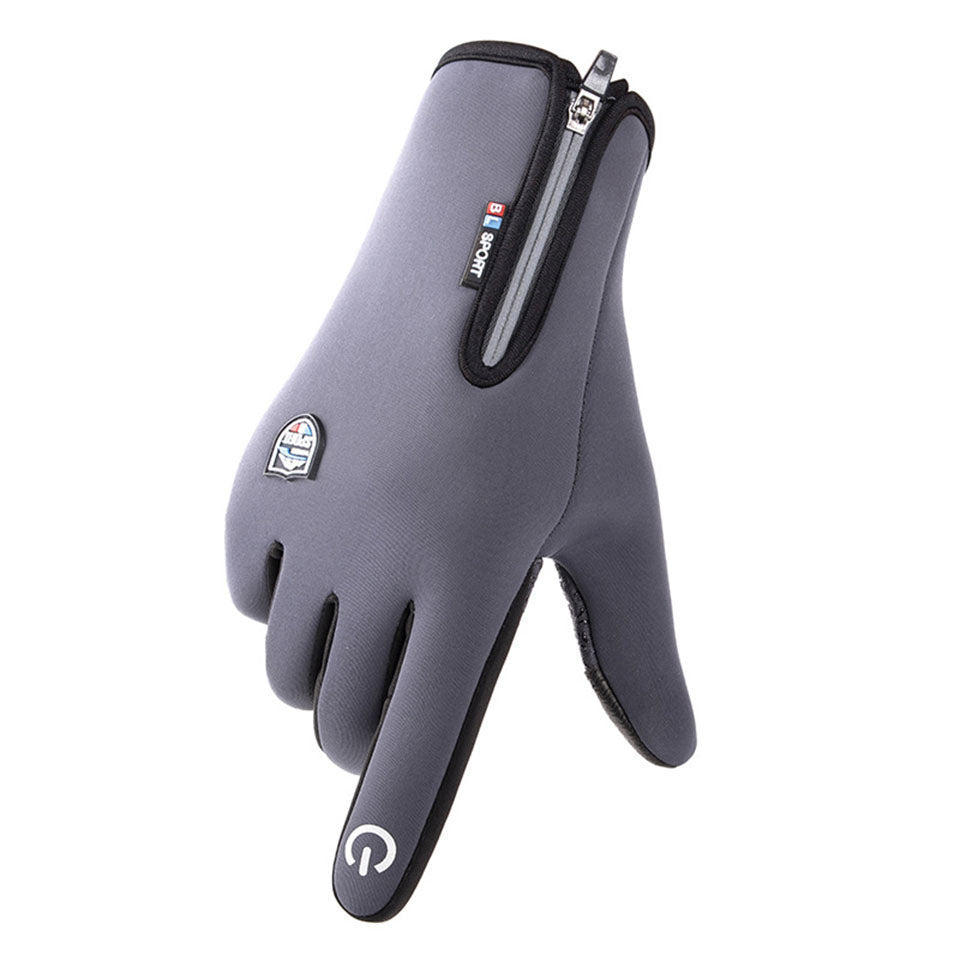 Warm Unisex Touchscreen Gloves - Slim Zipped Cuff, Neoprene Gray - Tophatter Daily Deals