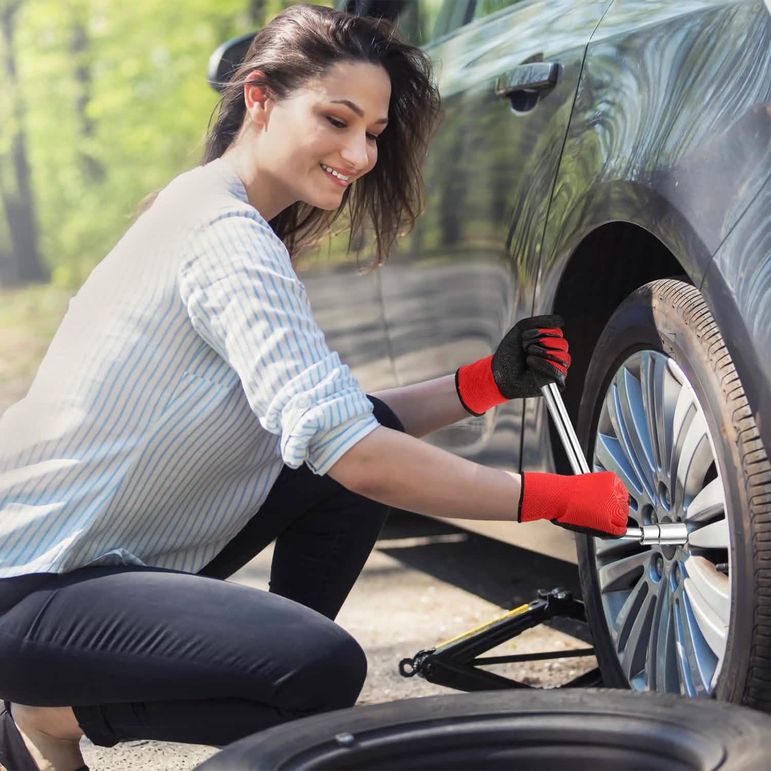 Telescoping Lug Wrench Extendable Tire Wheel Nut with CR-V Sockets Automotive - Tophatter Daily Deals