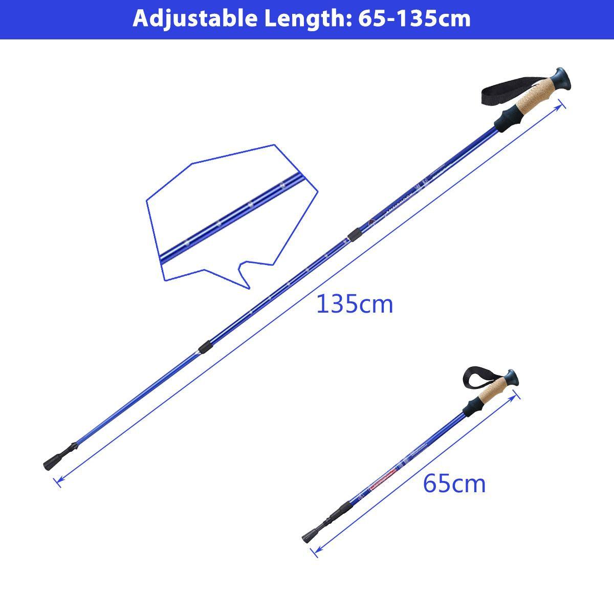 Adjustable Hiking Pole - Telescopic Walking Poles Set 3-Section Anti Shock Trekking Stick trekking - Tophatter Daily Deals
