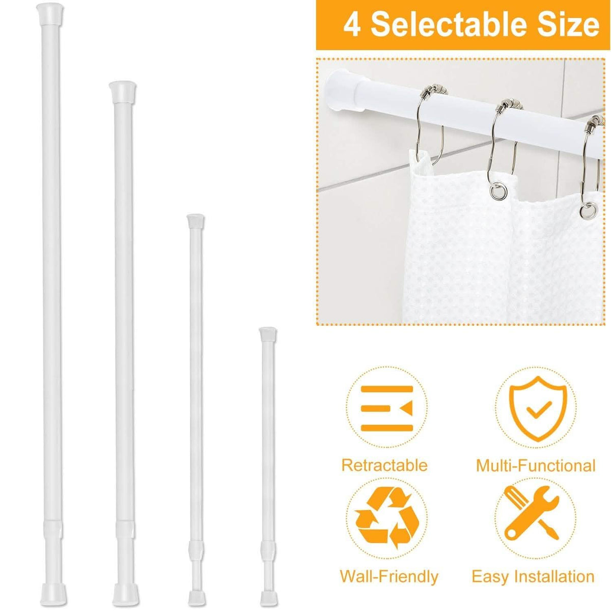Tension Curtain Rod Spring Load Adjustable Curtain Pole Furniture & Decor - Tophatter Daily Deals