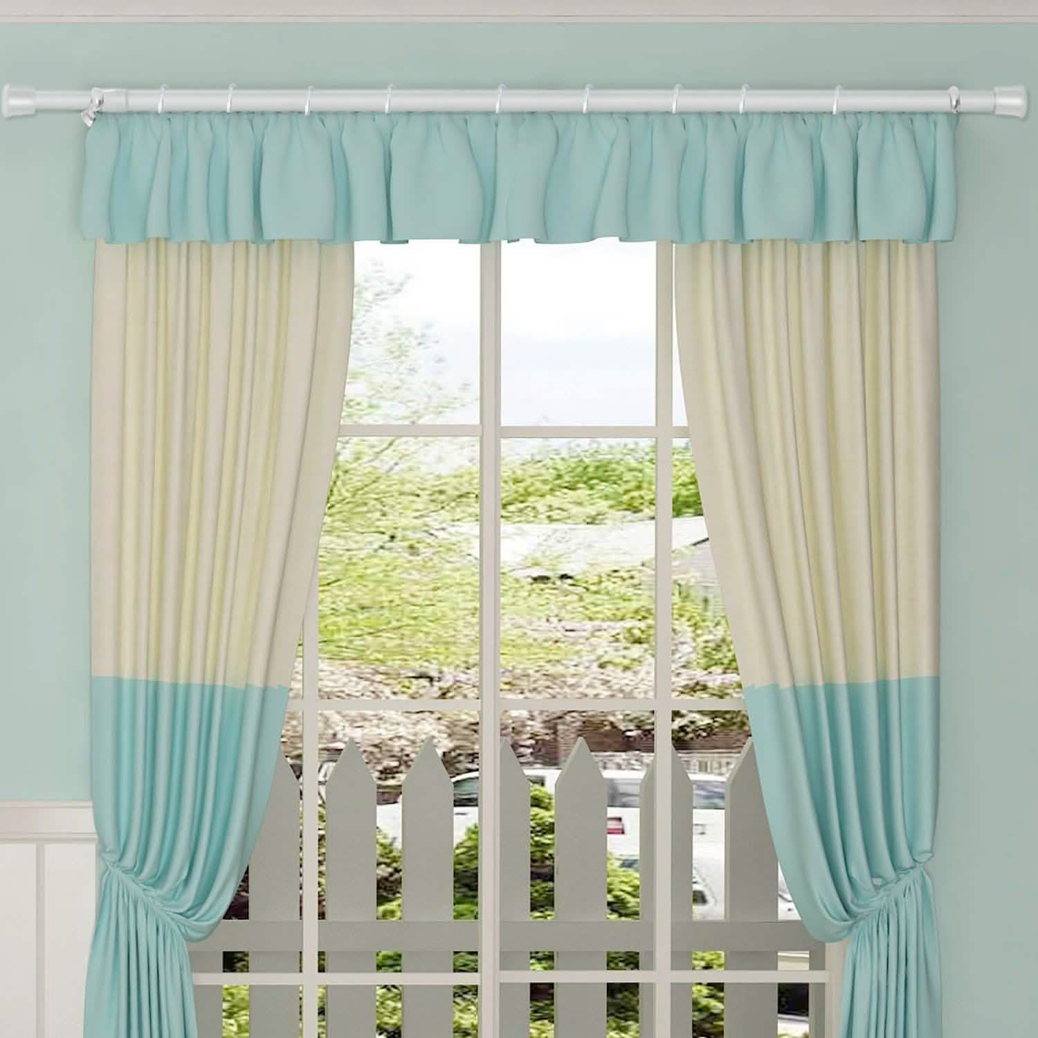 Tension Curtain Rod Spring Load Adjustable Curtain Pole Furniture & Decor - Tophatter Daily Deals