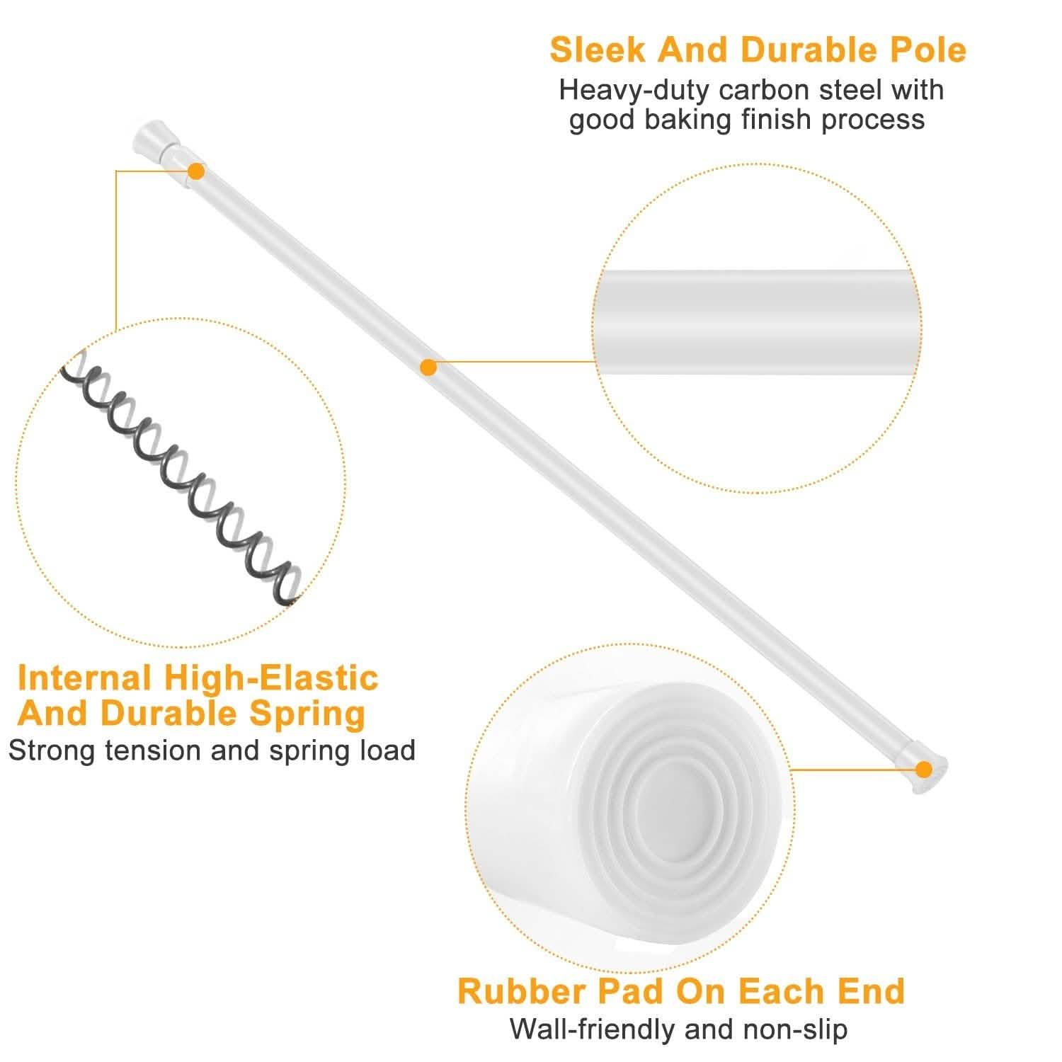Tension Curtain Rod Spring Load Adjustable Curtain Pole Furniture & Decor - Tophatter Daily Deals