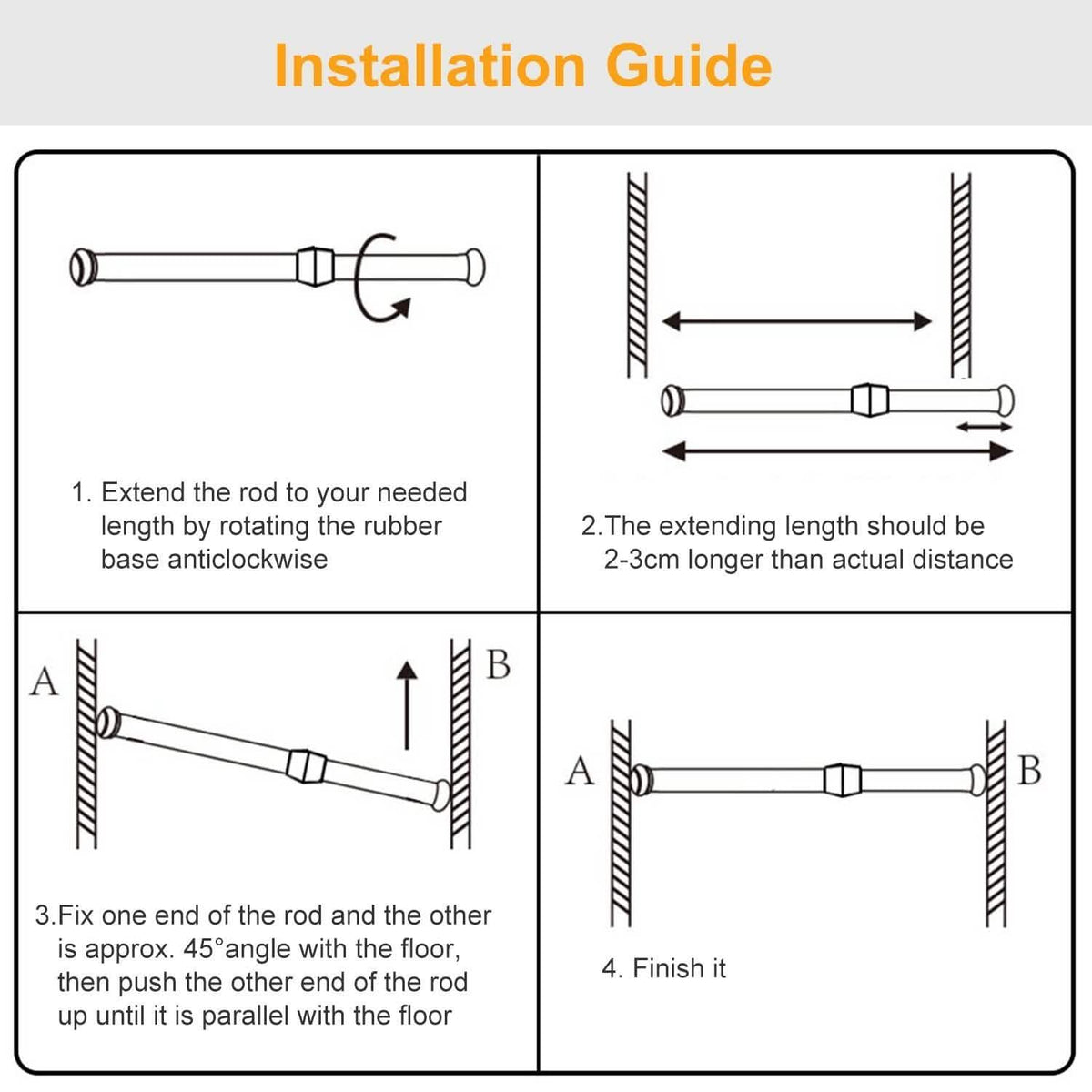 Tension Curtain Rod Spring Load Adjustable Curtain Pole Furniture & Decor - Tophatter Daily Deals