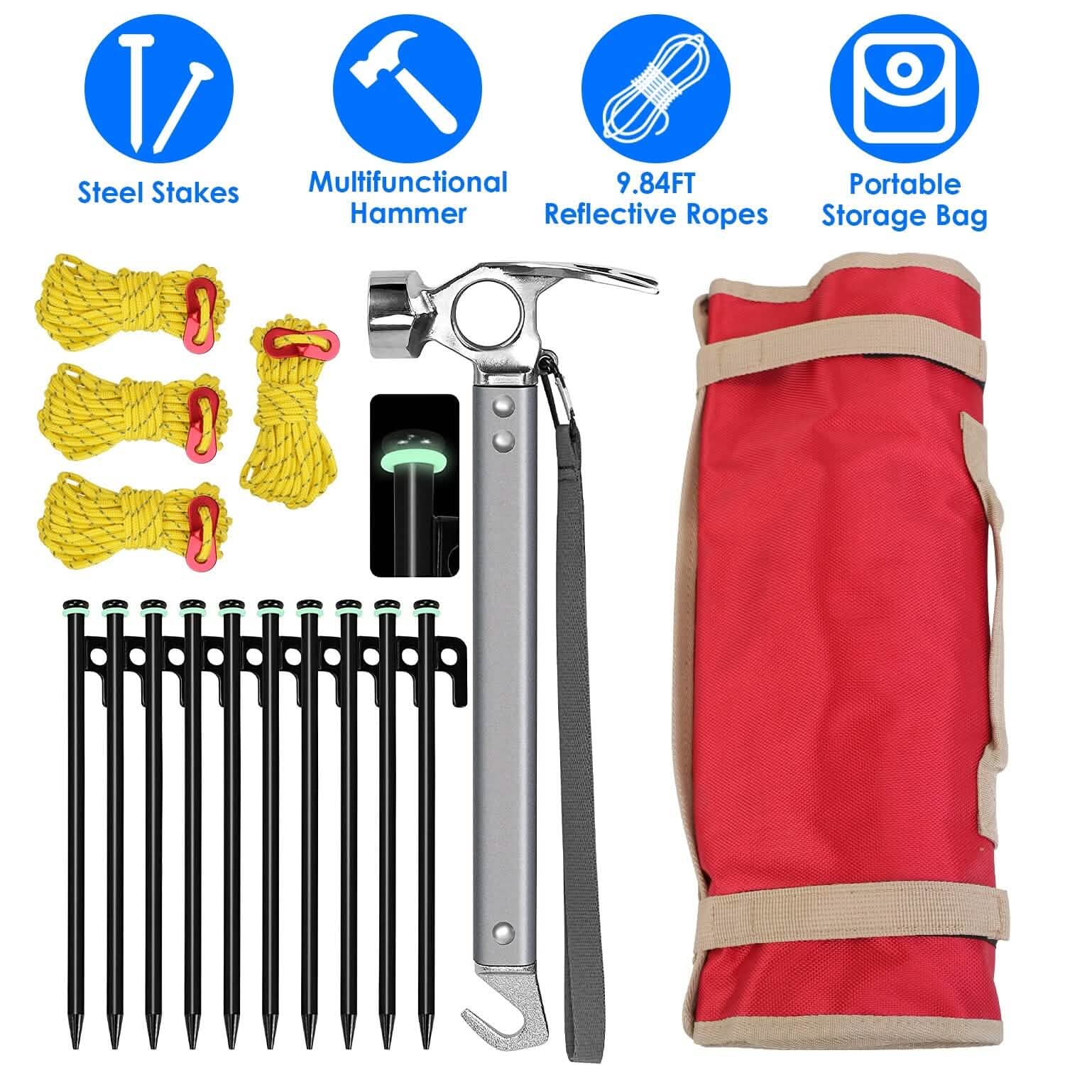 Tent Stakes Camping Hammer Set Outdoor Recreation - Tophatter Daily Deals