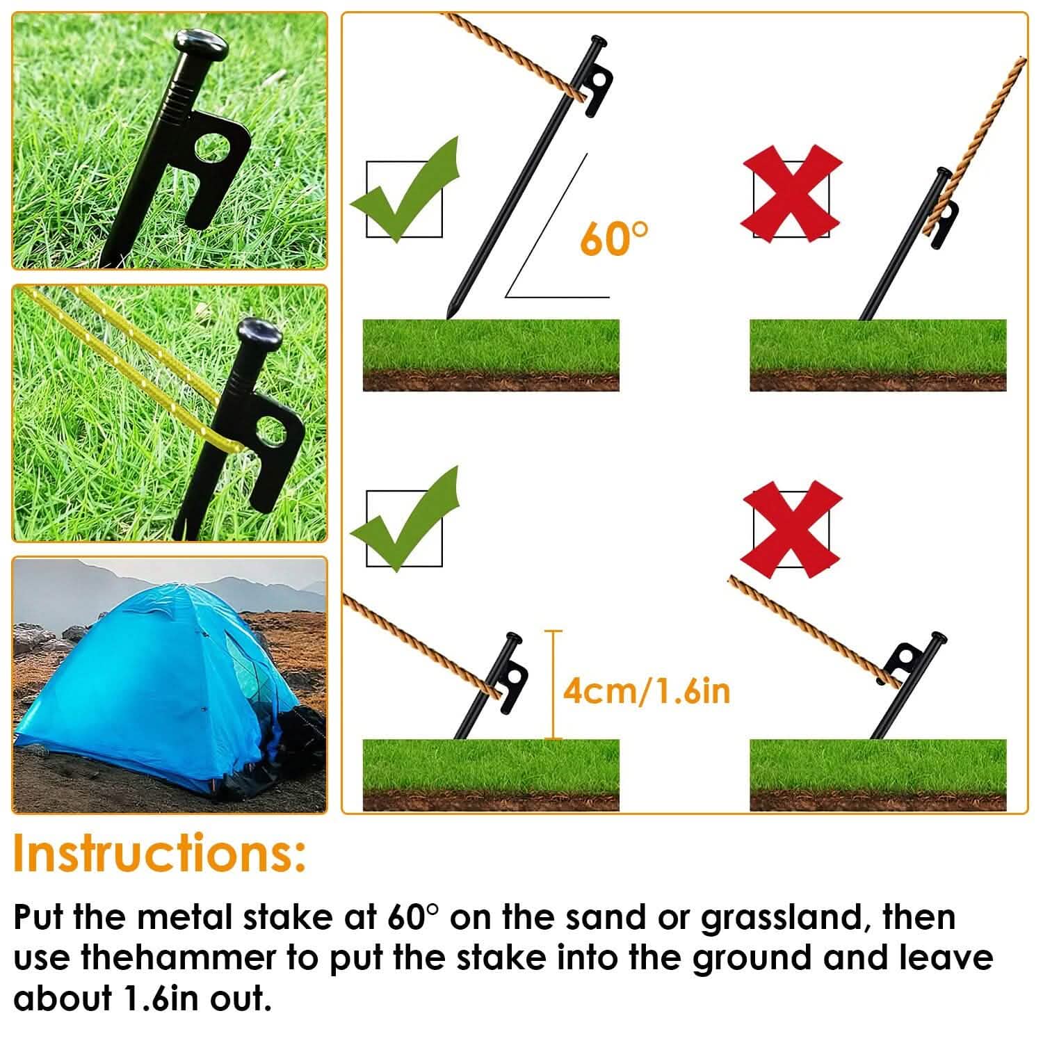 Tent Stakes Camping Hammer Set Outdoor Recreation - Tophatter Daily Deals