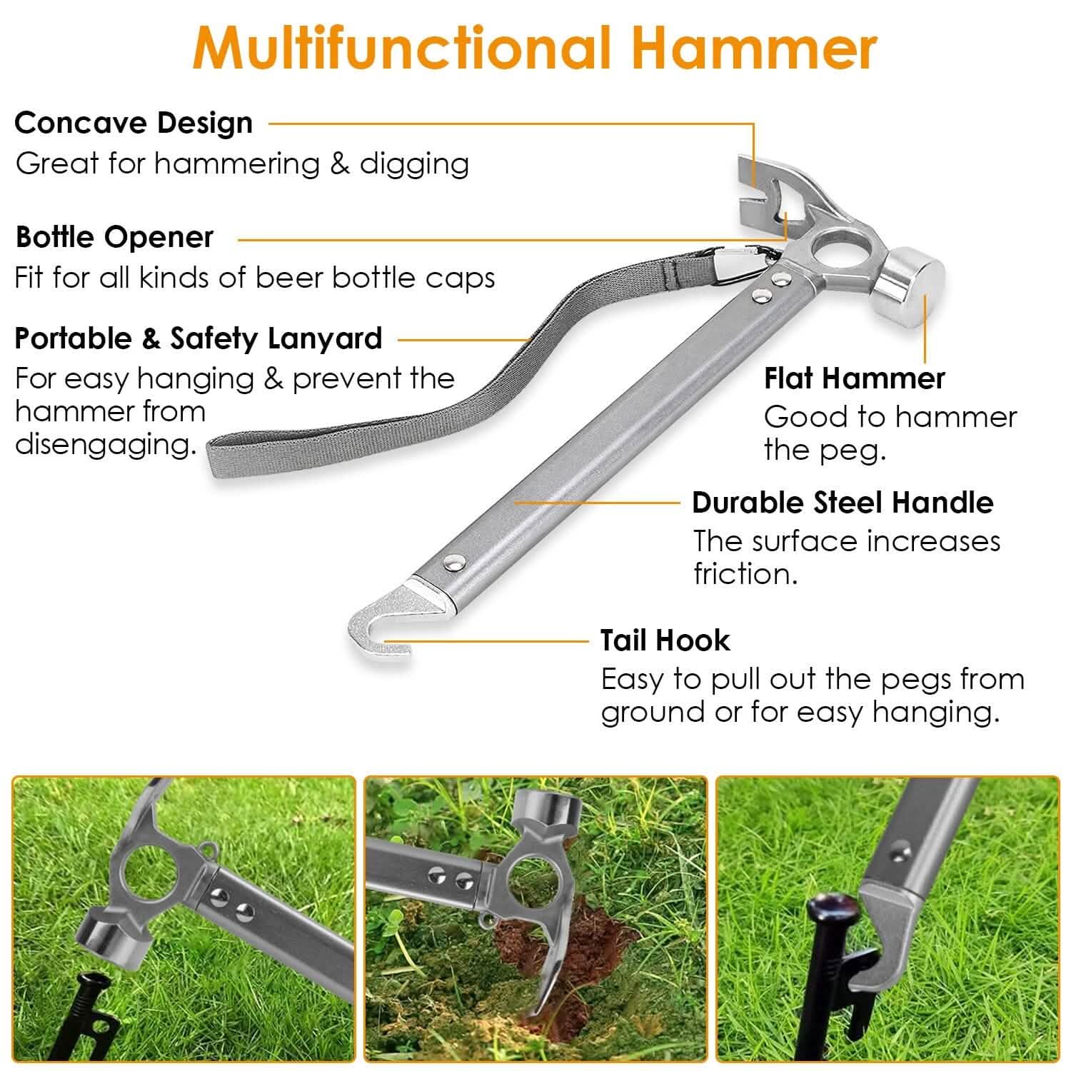 Tent Stakes Camping Hammer Set Outdoor Recreation - Tophatter Daily Deals