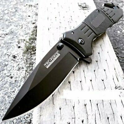 Black Action Liner Lock Spring Assisted Pocket Knife - Drop Knife-Assist - Tophatter Daily Deals